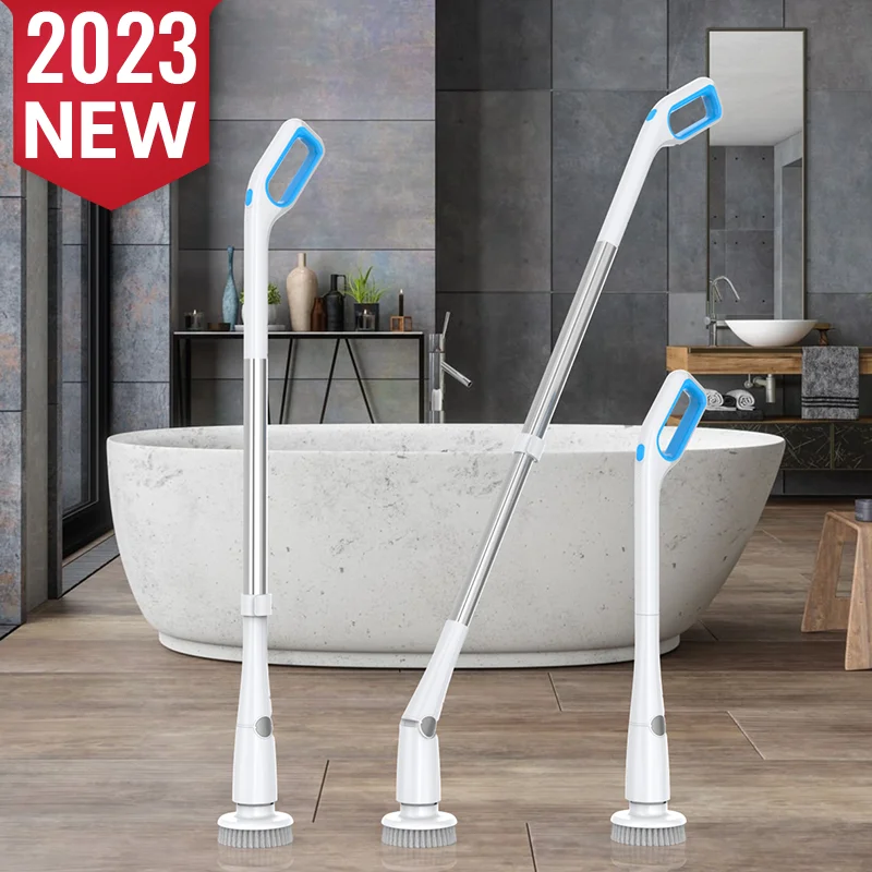 electric spin scrubber extendable handle adjustable angle  floor sweeper bathroom toilet kitchen 2023 cordless