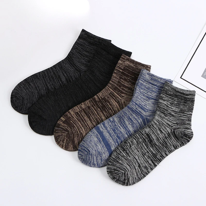 2024 New model good quality vintage soft comfortable solid color crew 100% cotton dressed socks for men accessories