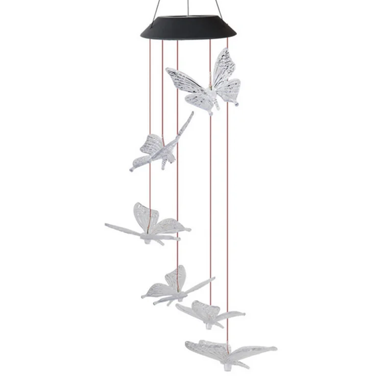 LED Color Changing Decorative Lamp Garden Decoration Butterfly Solar Power Wind Chime
