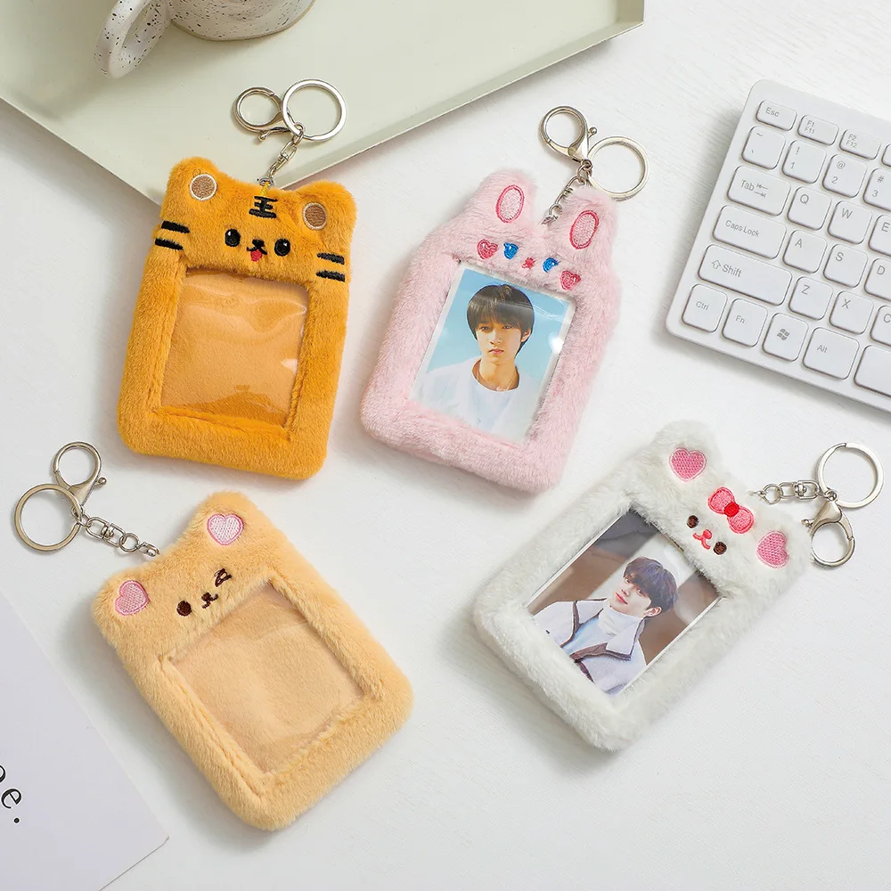 Factory Custom Fashion Custom plush idol collect photos case cute animal fluffy soft photocard kpop Plush card Holder