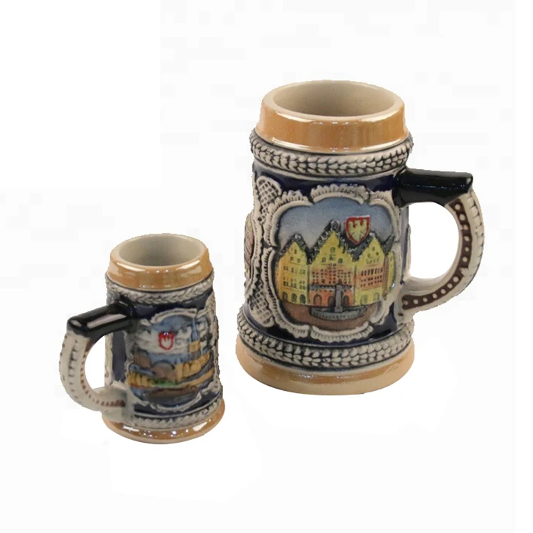 High Quality German Style Souvenir Ceramic Beer  mug with lid for wholesale