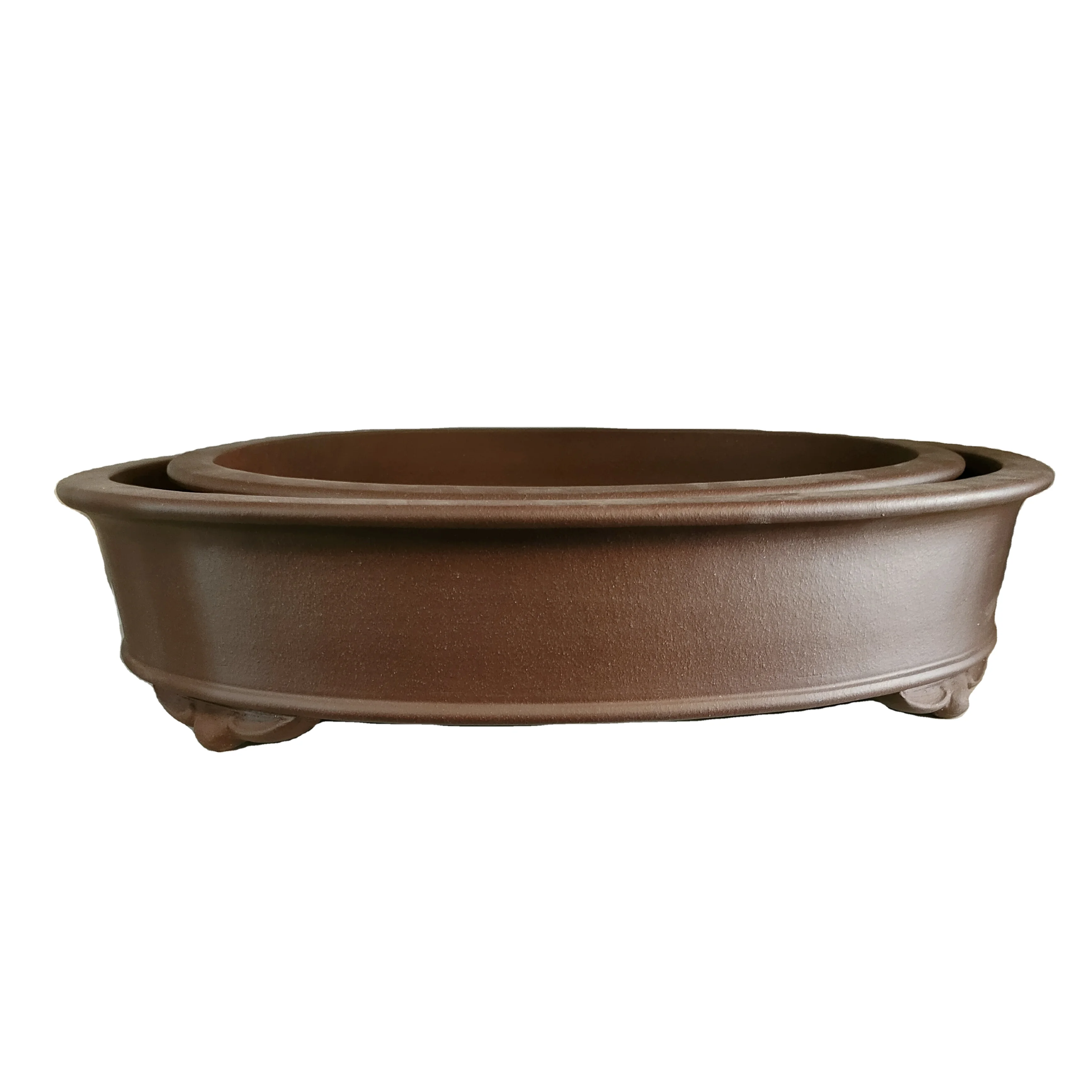 Large oval purple sand Yixing bonsai pot