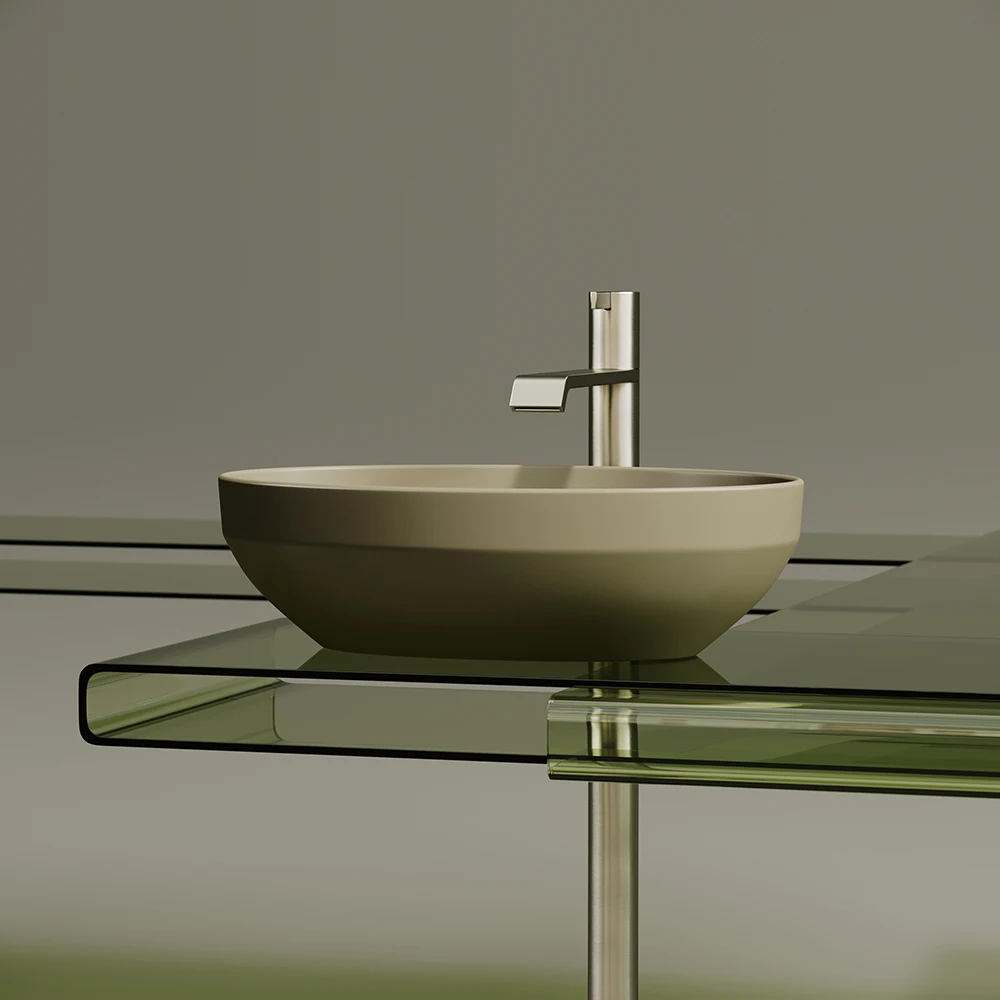 Nordic art basin matte color countertop lavabo luxury bathroom sinks round ceramic black and matte beige wash basin