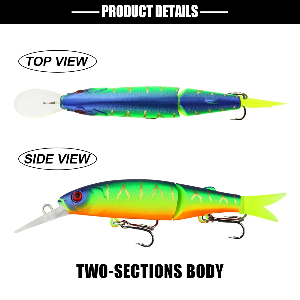 Spinpoler 8g Slow Sinking Fishing Lure Crankbaits 105mm Hard Artificial Bait Bass Fishing Lures Swimbait 2 Jointed Pesca 1pcs
