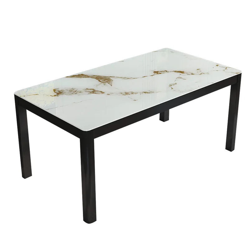 Dining table and chair combination modern simple household apartment rectangular 4-person 6-person temper glass top dining table