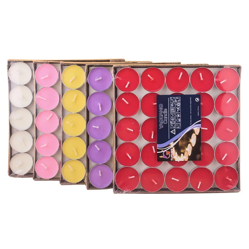 Wholesale Scented Candle Romantic Proposal Colorful Ghee Wax 2 Hours 100Pcs Mini Tealight Candles
