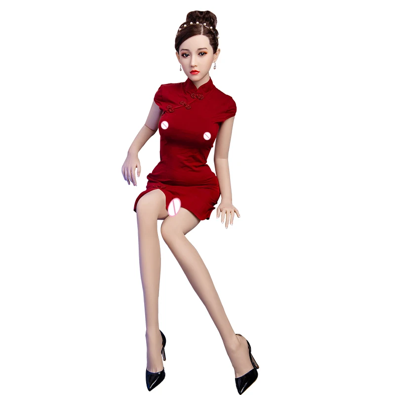Chinese Sexy Cheongsam Women Factory Wholesale Price Sex Doll Lifelike Toys Silicone Head Real Love Doll For Man To Relax