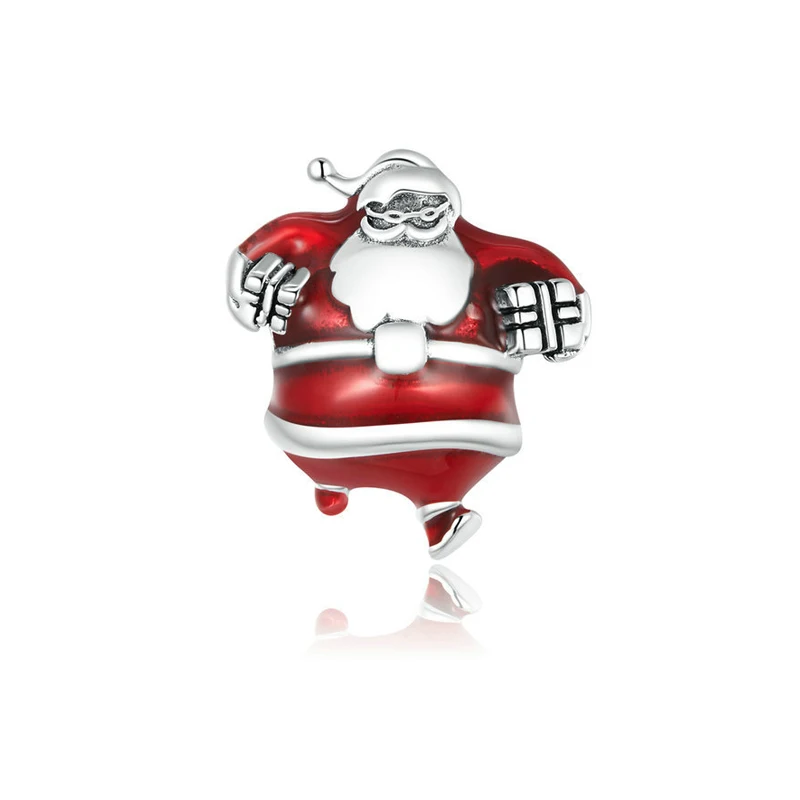 Factory Customization Christmas Gift ale 925 Sterling Silver Santa Claus compatible with charm silver for lady Bracelet beads