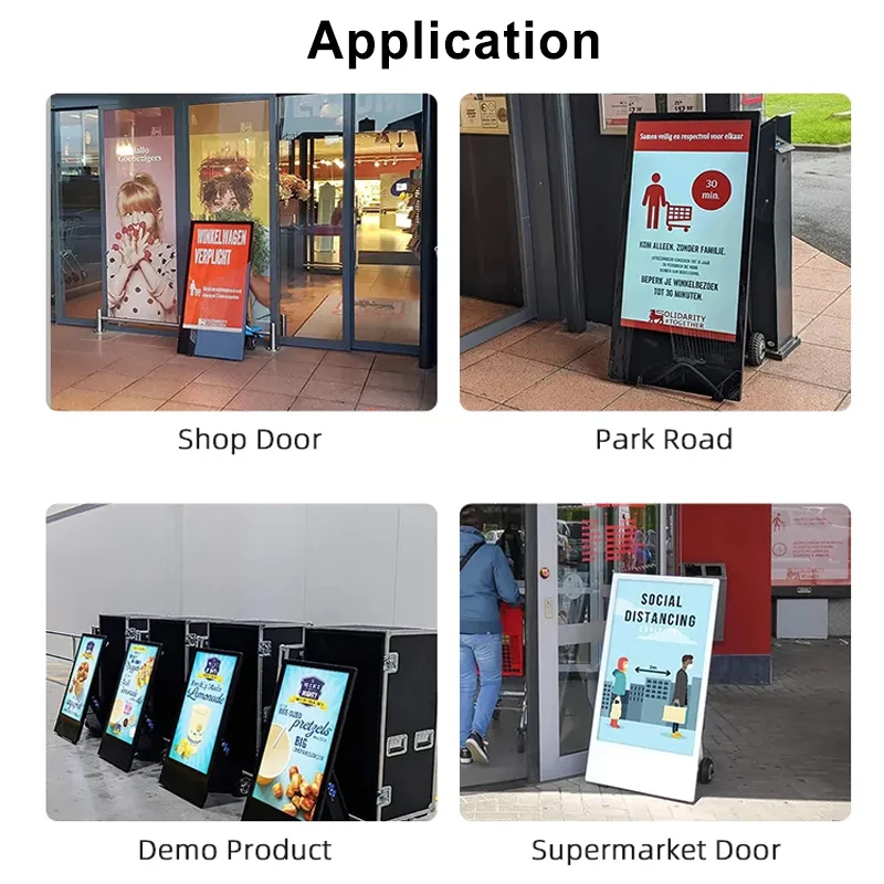 Battery Powered Vertical Screen LCD Digital Signage Floor Stand Movable Advertising Display
