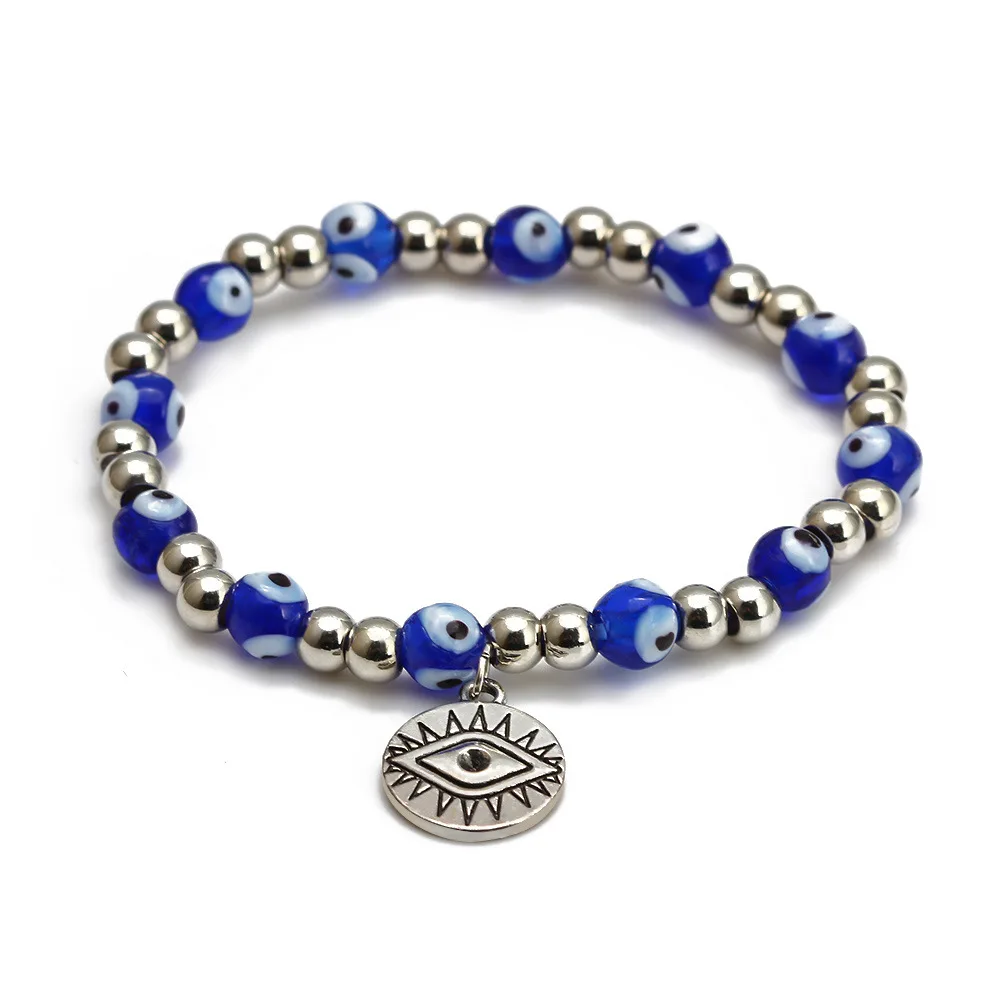 ZUOWEN 2022 New Products Turkey Evil Eye Bracelet Hand Braided Strap Stretch Blue Color Beaded Bracelet