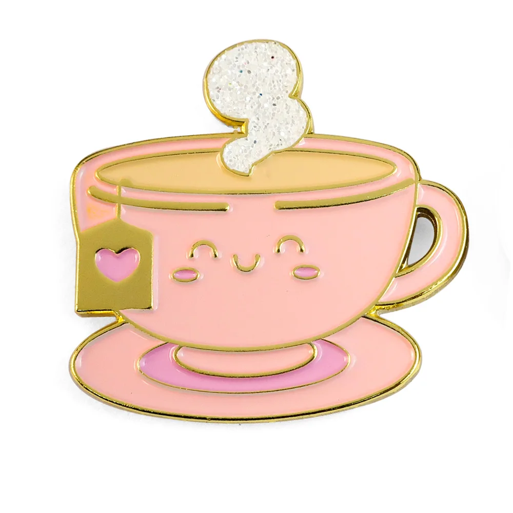 Дизайн формы чашки Мини Мягкая эмалированная булавка Кофе Чай для одежды