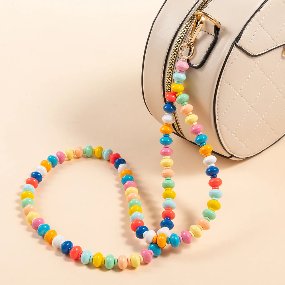 Colorful round beads bag chain for women jewelry