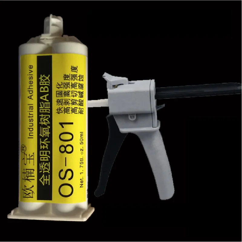 Прямая продажа с фабрики 5 минут быстрой сухой эпоксидной краски с клеевой пистолет эпоксидная смола двухкомпонентный клей прозрачный 1:1 OS-801-1-A