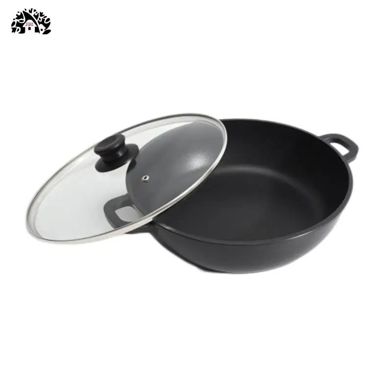 Large heavy duty aluminum casserole 28cm die-cast aluminum stockpot with glass lid