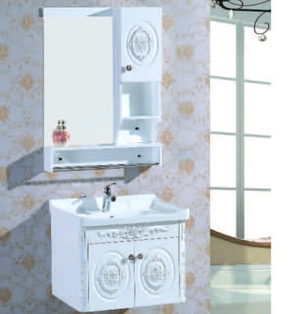 Simple Design PVC Material Bathroom Vanity Custom Storage Hotel Home Bathroom Furniture Plywood Vanity Bathroom Modern 38-46 in