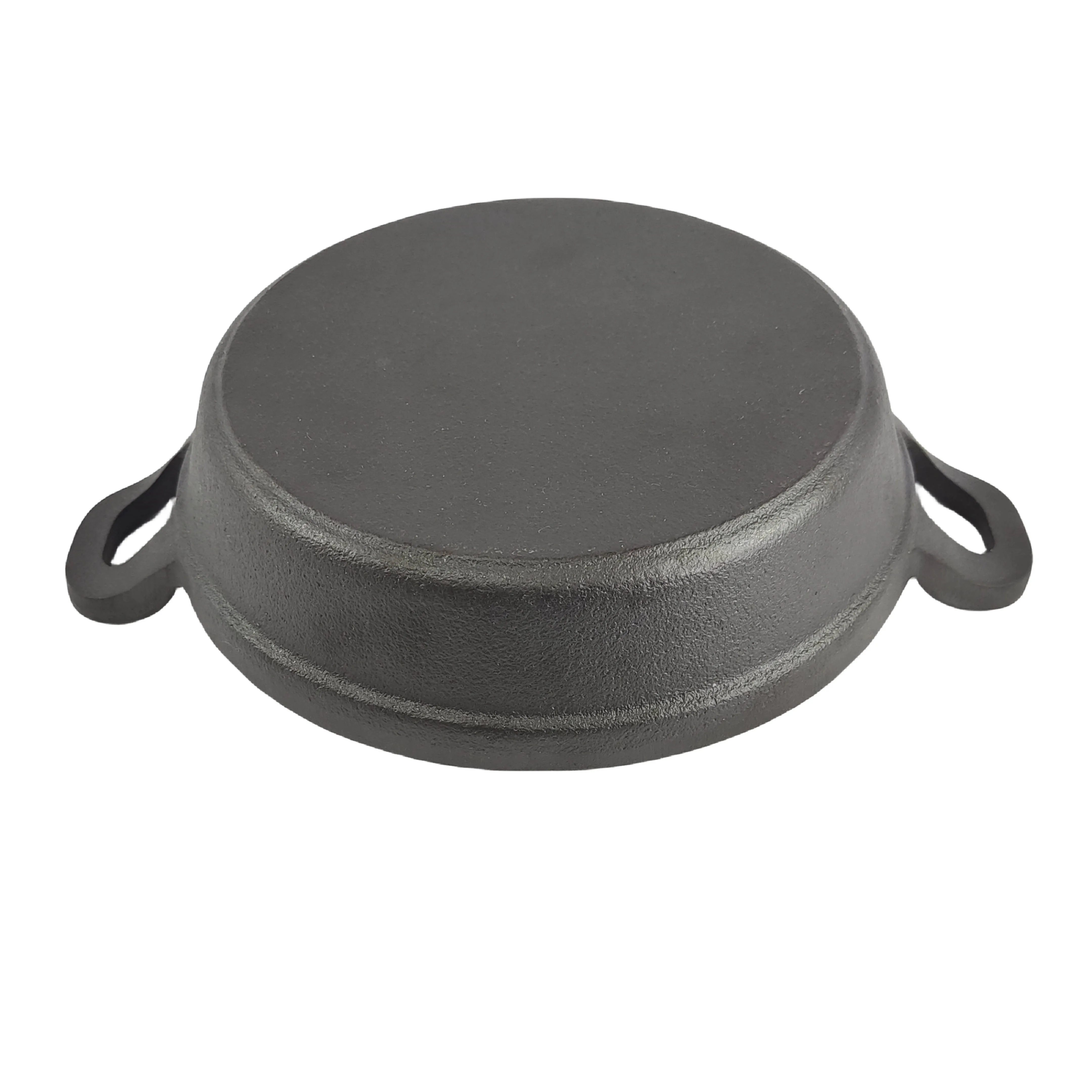 Factory Wholesale Cookware Non-Stick Sizzle Steak Plate Black Oval Cast Iron Mini Skillet Frying Pan With Two Handles