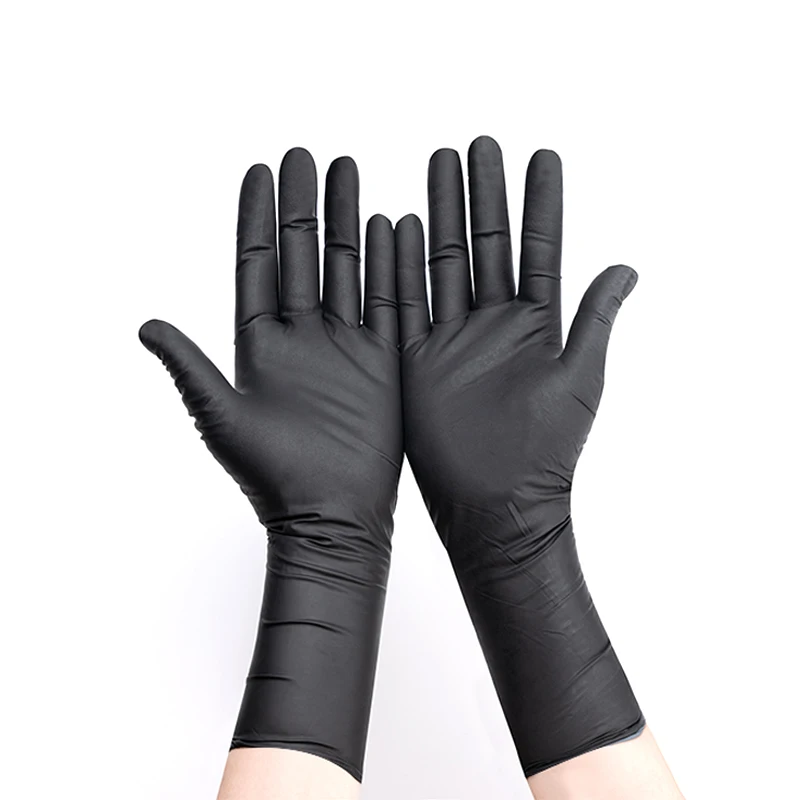 professional color dyeing tools nitrile comfortable extended waterproof long gloves for hairdresser