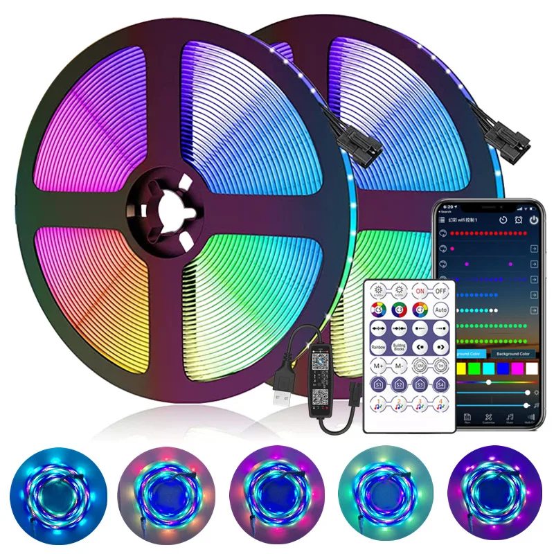 Smart RGB LED Strip Light Wireless  Remote Control Flexible Neon Flex Rope for Night Time Home Decor
