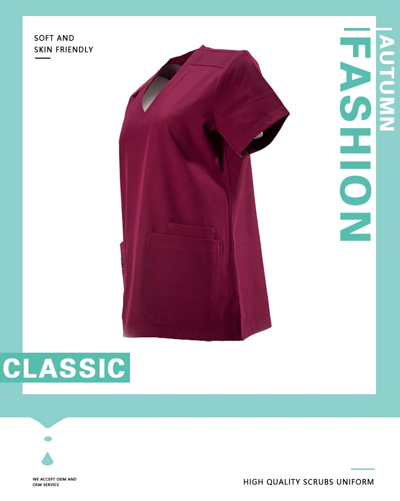 Hot Sale Custom V-Neck Short Sleeved Surgical Suit Polyester Nursing Scrubs Uniforms Sets for Hospitals Available in M L Sizes