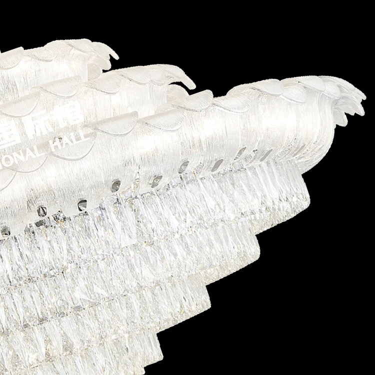 Customization Unique Luxury Crystal Decorative Villa Staircase Foyer Large Hotel Wedding Metal Big Chandelier For High Ceilings