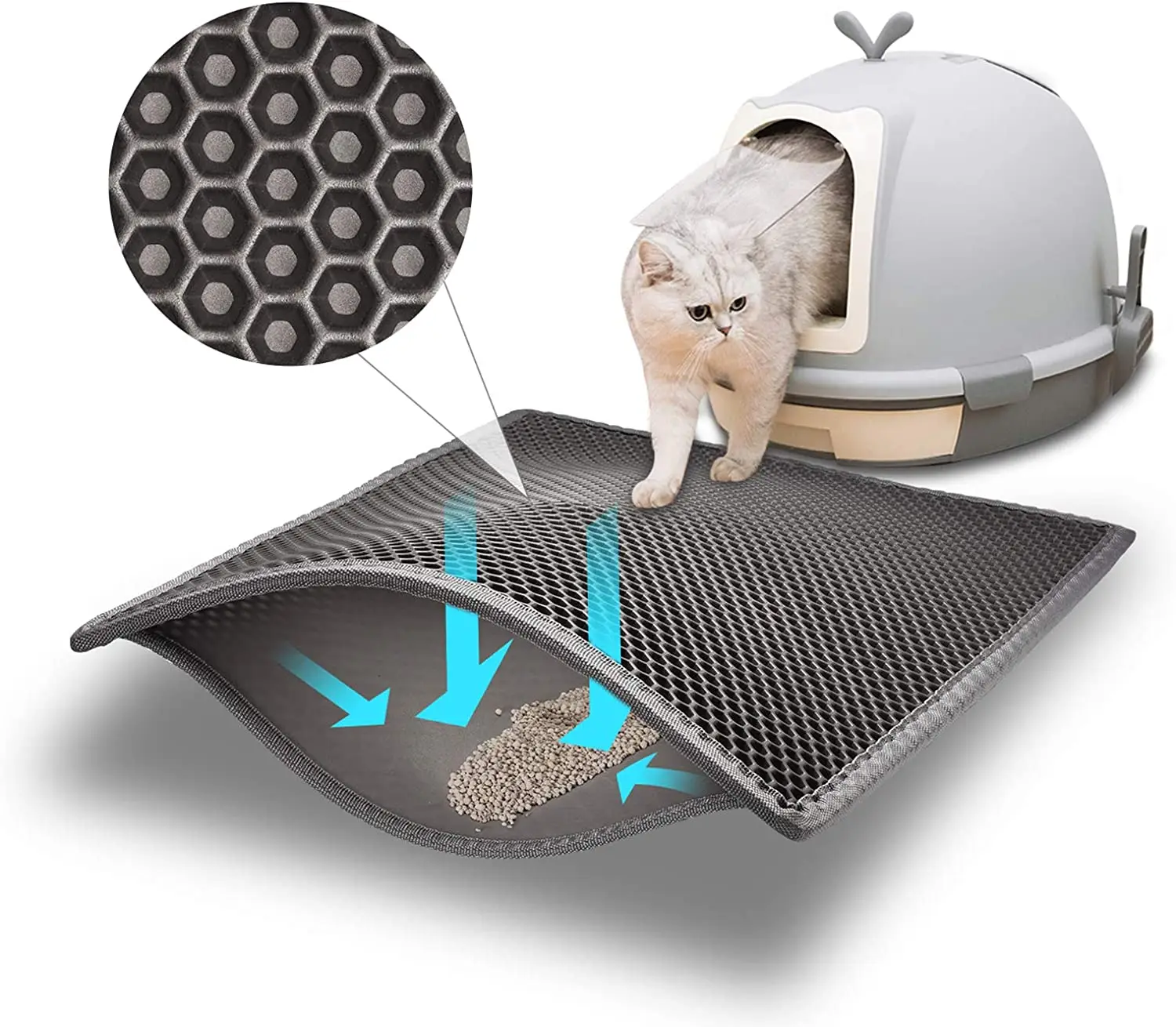 Easy Cleaning Folding Sand Trapping Tray Toilet Pad EVA Waterproof Pet Cat Litter Box Mat