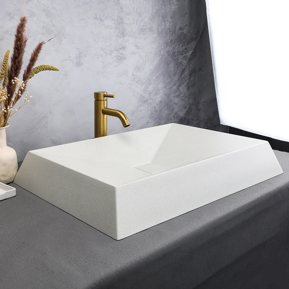 OEM wholesale hotel modern rectangular concrete bathroom vanities basin container bathroom vanities sink