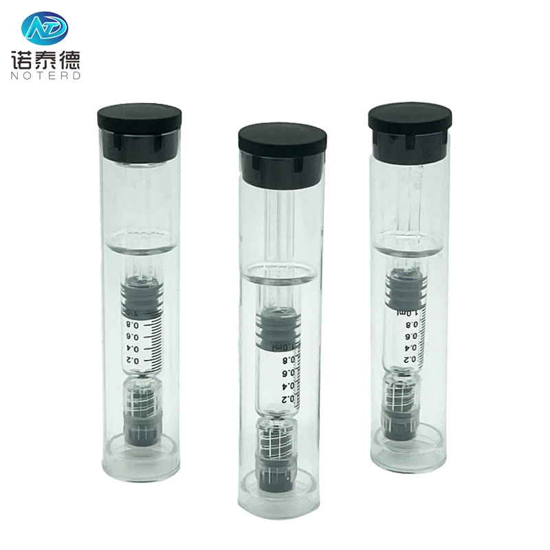 Concentrates glass syringe 1 ml luer lock oil syringes with plastic tube packaging