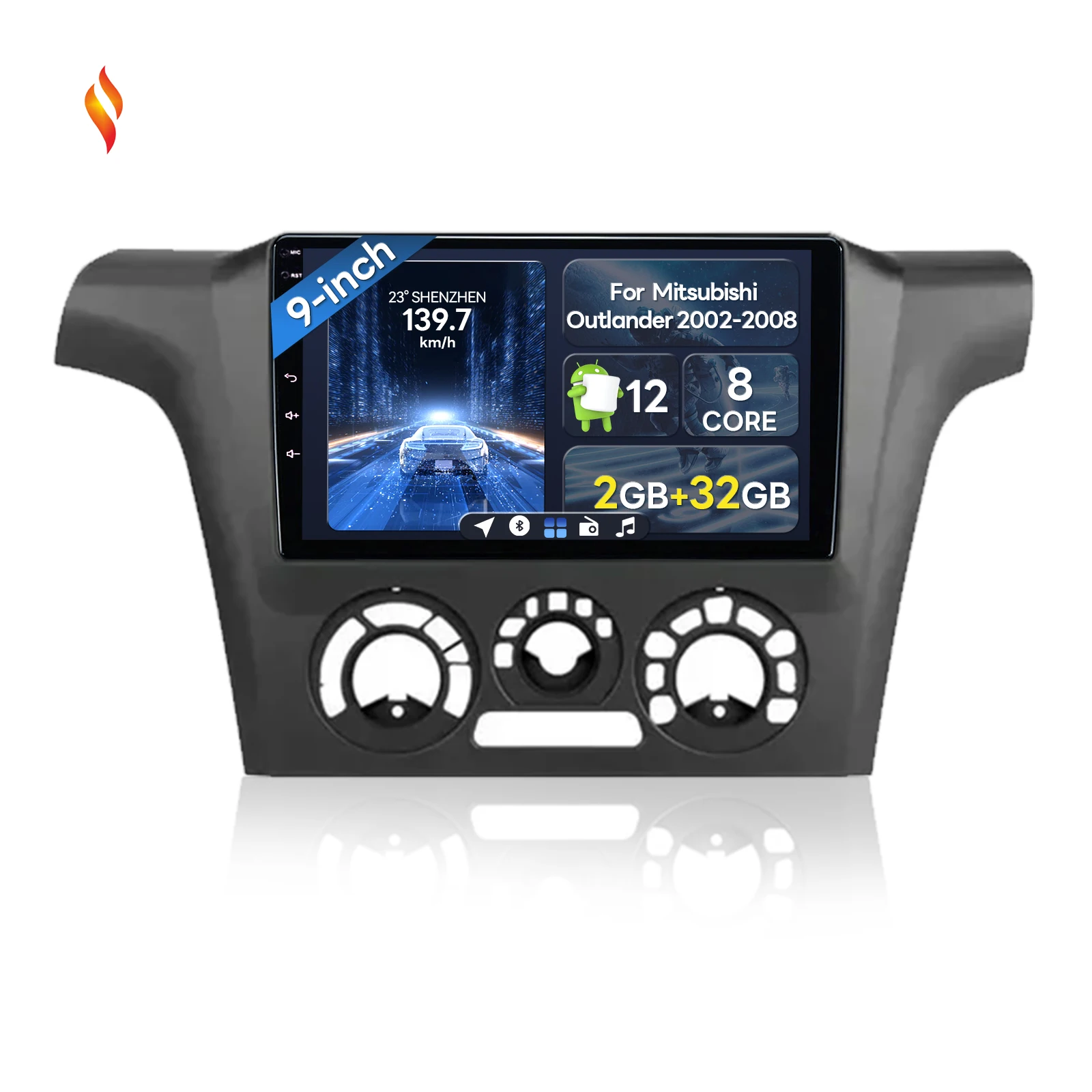 9 дюймов Android сенсорный экран GPS навигация FM Auto беспроводной Carplay автомобильный радиоэкран для Mitsubishi Outlander 2002-2008