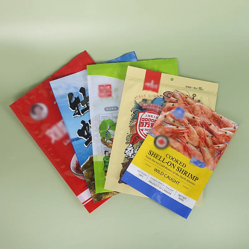 Custom Printed Cereals Dry Food 3 Sides Seal Food Grade Nylon Pouch Transparent Plastic Vacuum Packaging Bag Nylon Bag