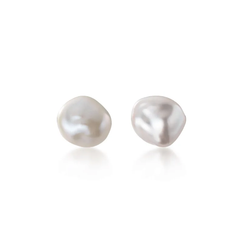 Minimalist Jewelry 925 Silver Freshwater Pearl Stud Earrings for Women