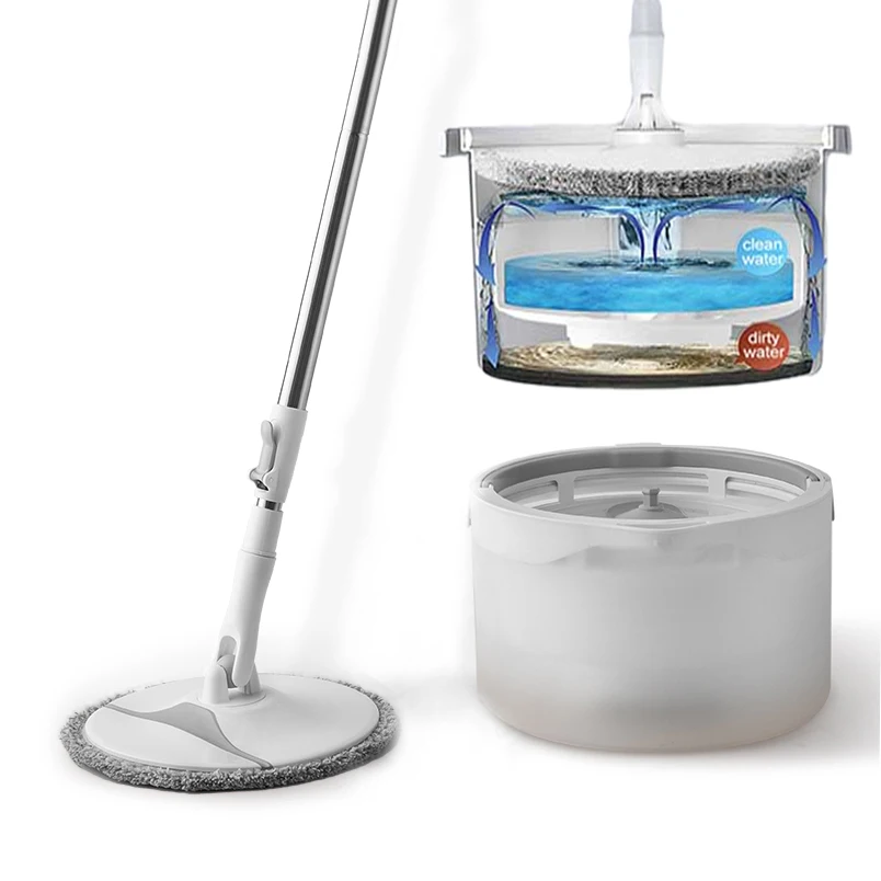 360 Spin Mop Bucket Microfibre Mop with Spin and Bucket Wringing set Clean Water Separate Dust Mop for Hardwood Laminate Ceramic