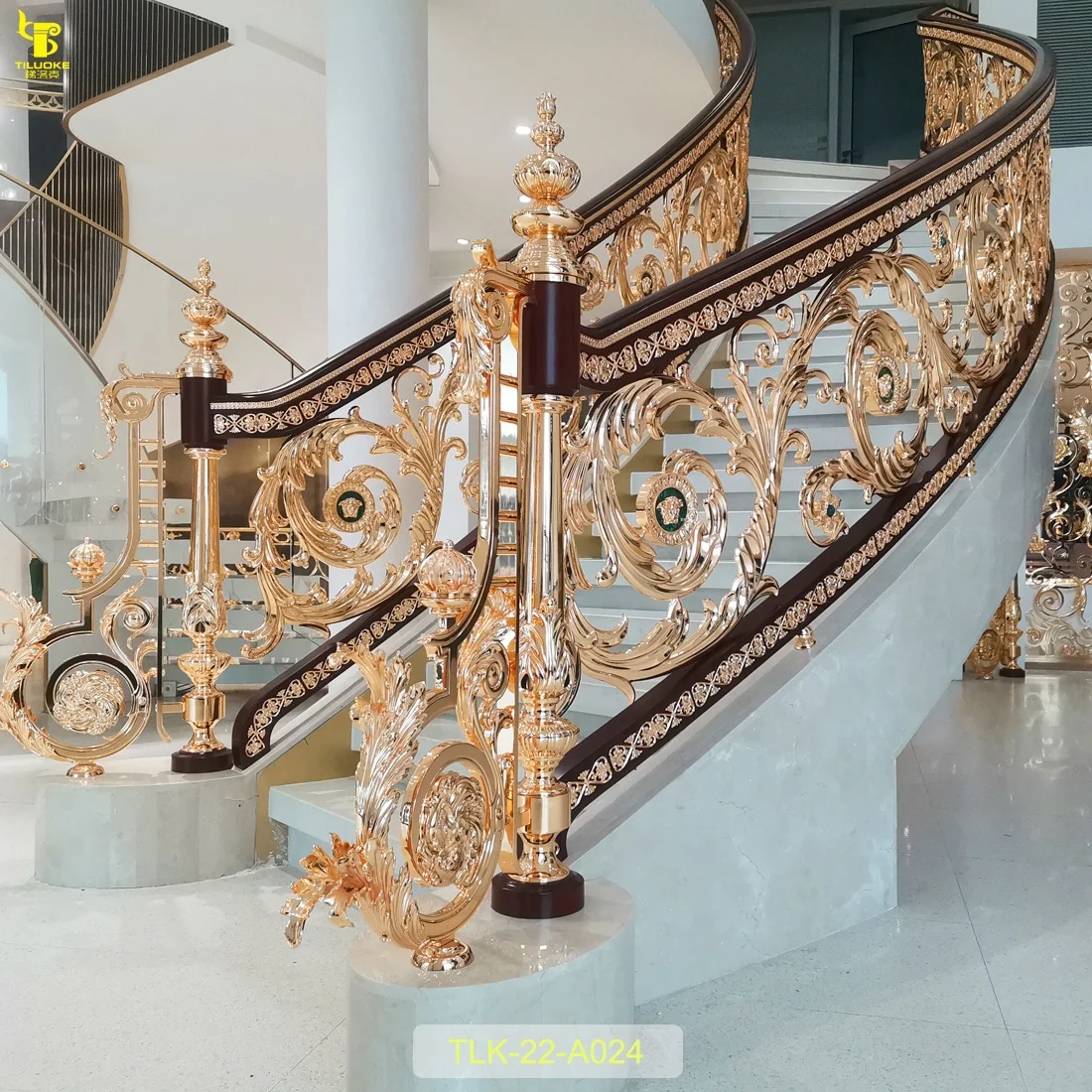2022 new design high end balustrades & handrails golden interior stair railing designs