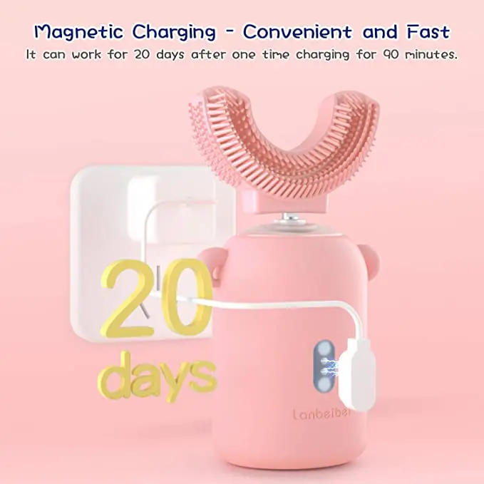 360 градусов детская умная электрическая зубная щетка u-образная детская силиконовая звуковая зубная щетка на батарейках для детей