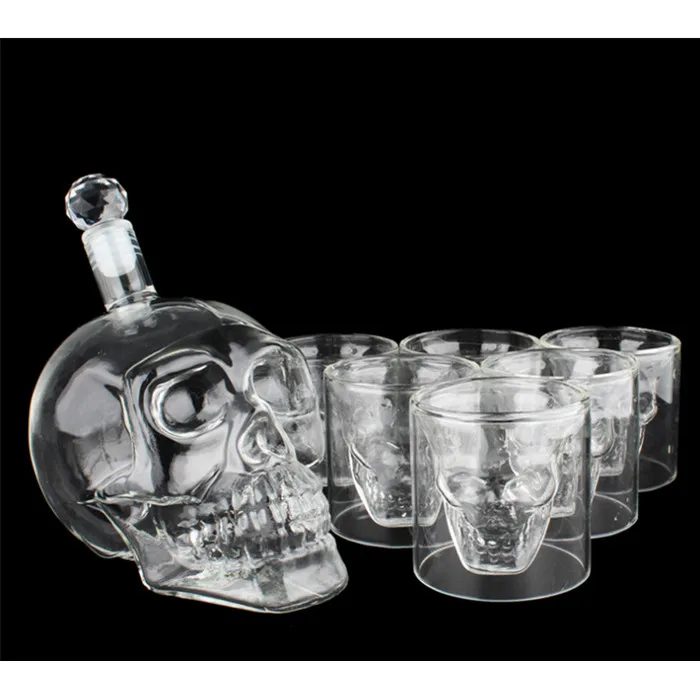 
New Design 1000ml Skeleton Head Skull Glass Bottle For Wine 