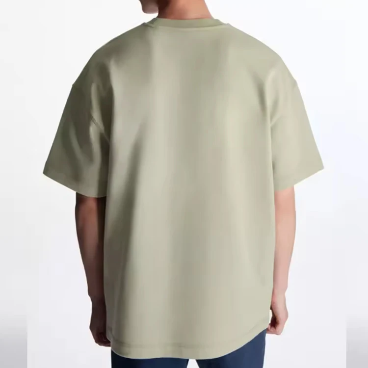 Boxy Fit Blank T-Shirt Custom Men French Terry Sweat T Shirt 100% Organic Pima Cotton Tee 300 GSM Heavyweight Oversized T shirt