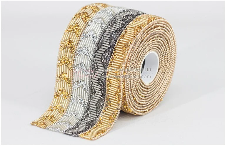 Wholesale Iron on  Glass Stone Rhinestone Crystal Sheet Decor Hotfix Flat Back Beaded Acrylic Trim for Sandal Handbags