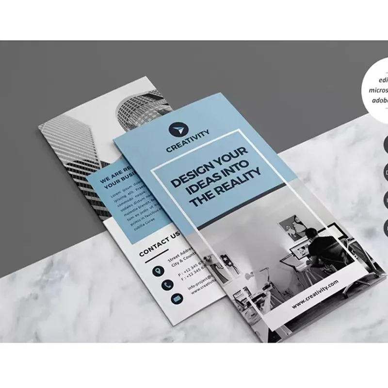 Customized Printed Flyer Trifold Brochure Instruction Manual Advertising Leaflet Takeout Menu Poster Printing