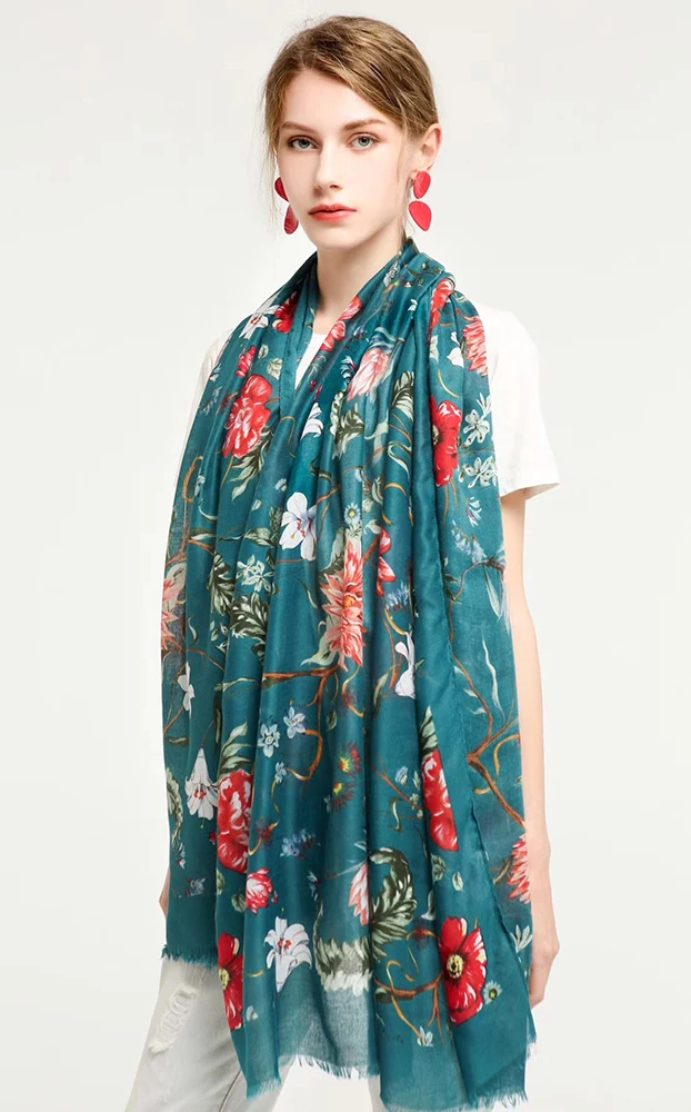 
Nice Flower Pattern Printed Viscose Scarf 90*180 Scarf women hijab shawl 