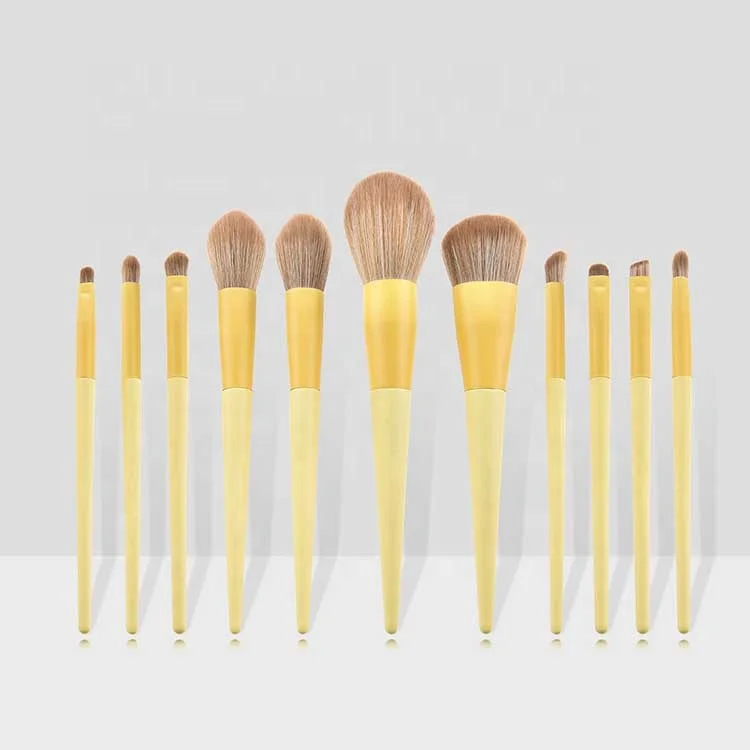 2020 amazon best sell professional pink blush makeup+brushes yellow natural hair makeup brushes
