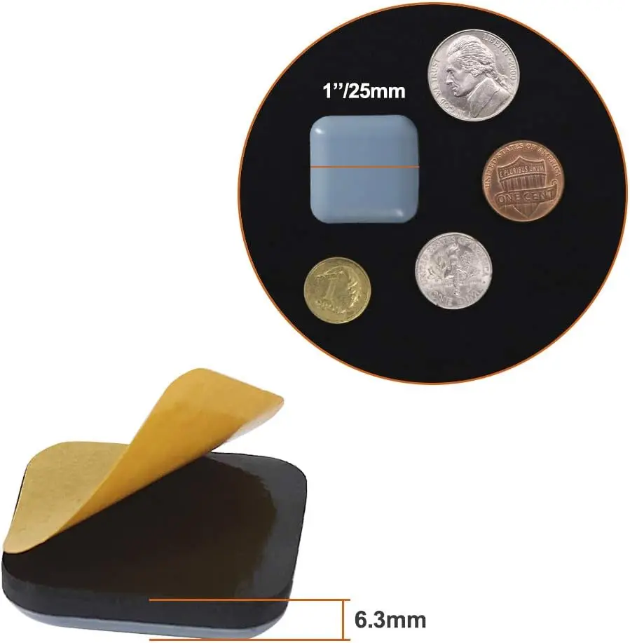 Wholesale Furniture Sliders Pad 25mm Plastic Square Stick PTFE Furniture Movers Sliders for Carpet Tile Hardwood