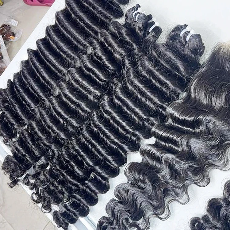 Drop Shipping Vendor Vietnamese Human Hair Super Double Drawn cuticle aligned raw vietnames deep wave bundles