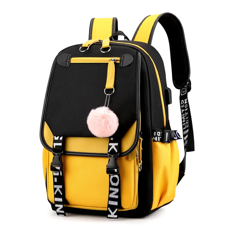 2024 New student backpack big schoolbag girls fashion canvas schoolbag waterproof book cute trip in Korea
