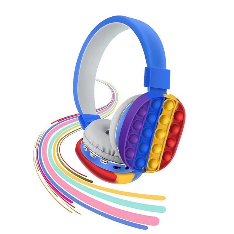 Customized New Design Push Bubble Popper Fidget Toy Wholesale Headset Fidget Wireless Silicone Reliver Stress Fidget Headphones