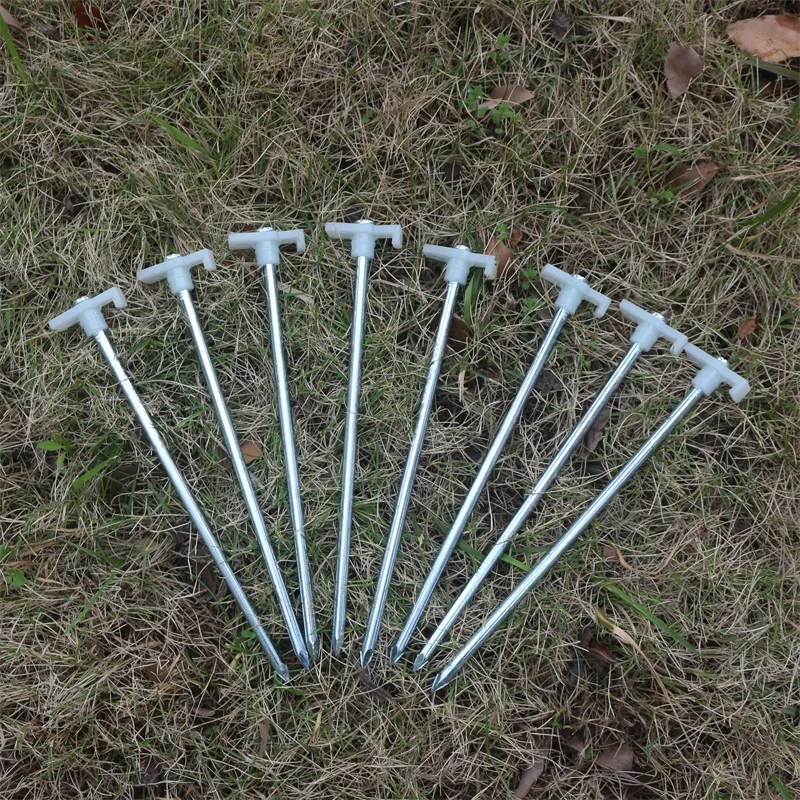 8pc/lot Outdoor Tent Fixed Camp Pegs Campsite Stakes high steel nail with luminous plastic head for camping tent