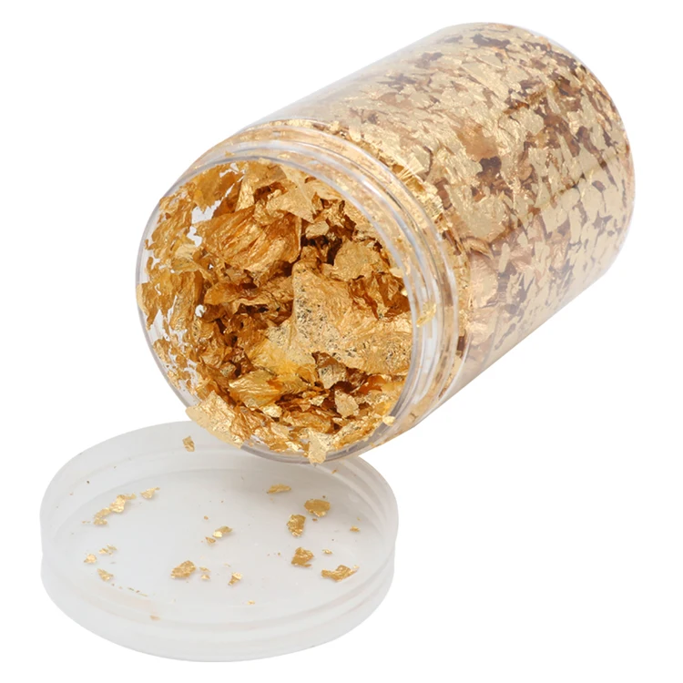 1g Per Bottle Multipurpose Kinno 24k Edible Gold Leaf Flakes for Coffee Drinks Beverages Make Up Decor