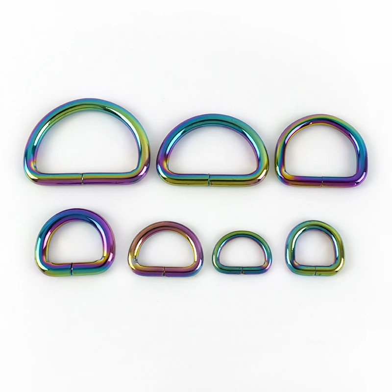 MeeTee F4-6 13-38mm Custom Colorful Iron Wire D-shaped Buckle Hardware Accessories for Dog Collar D Buckles Bag Strap D Ring