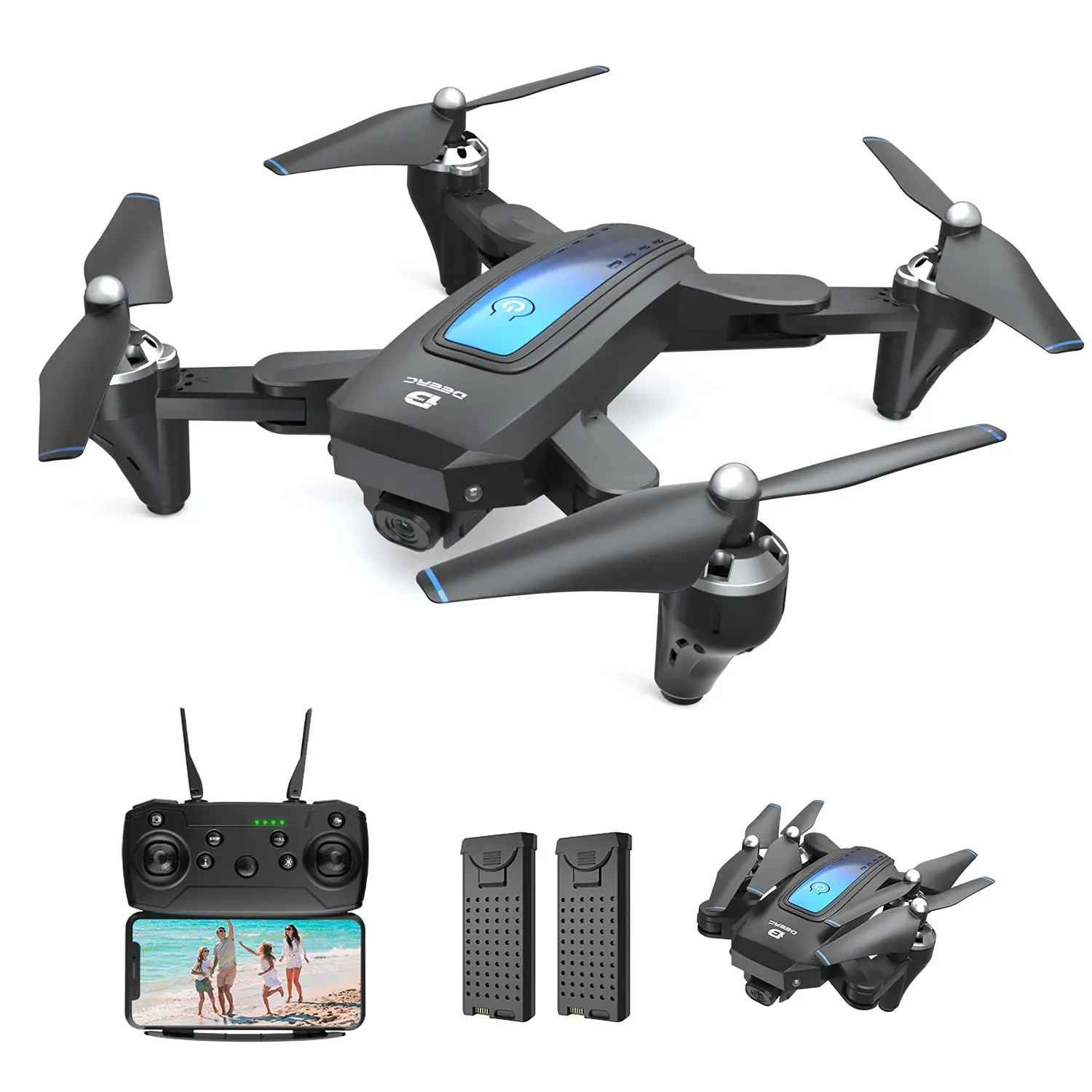 DEERC D10 RC Квадрокоптер вертолет 2K HD FPV живой видео Дрон с камерой для взрослых и детей