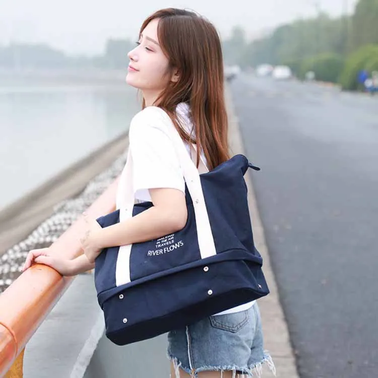 Multifunctional Large Capacity Canvas Duffel Bags With Shoes Compartment