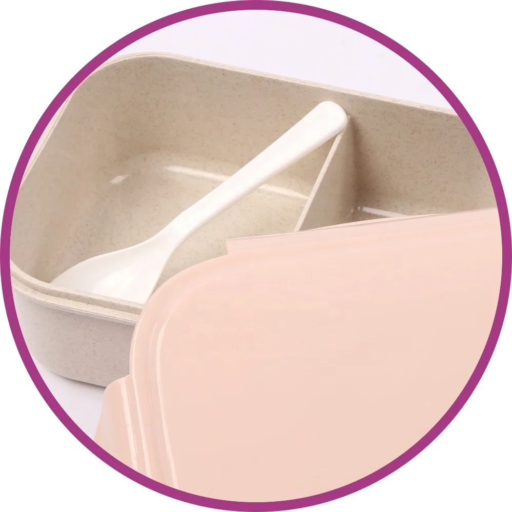 Amazon hot sale rectangle shape wheat fiber plastic manufacturer box lunch for kids children