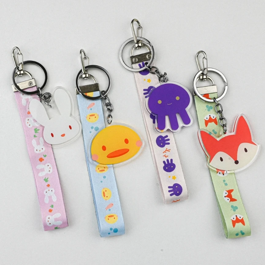 Hot Selling Custom Lanyard Keychain Cute Acrylic Charm Lanyard Keychain Acrylic Keychain with Lanyard